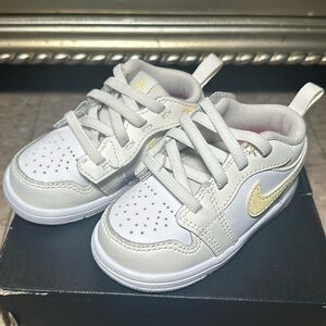 Baby yellow with white Velcro nikes